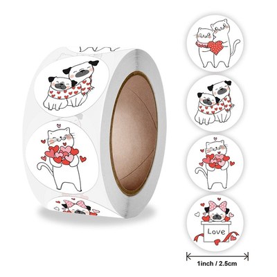 50-500pcs Cat love Cartoon Stickers for Reward Sticker 1inch