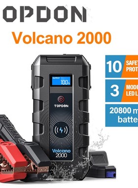 TOPDON V2000 Car Jump Starter 20800mAh 12V 2000A Peak Porta