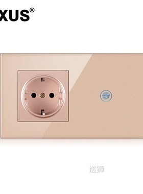 Touch Light Switch With EU Wall Socket White Black Golden Ho