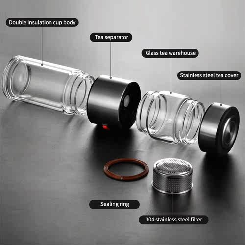 400ml Glass Water Bottle With Loose Leaf Tea Strainer Tea In