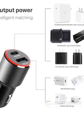 WOTOBE 2port 83W super fast car charger,1 Port SB C PD/PPS 6