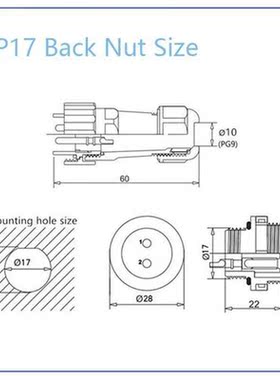 SP17 IP68 Waterproof Connectors Cable Wire Plug Socket Male