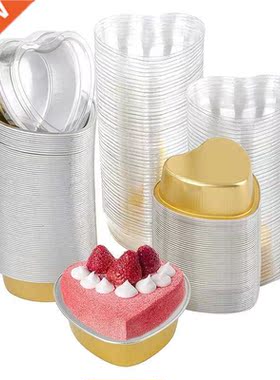 100Pcs Muffin Cupcake Cups,Het-Shaped Cups With Lid,Dispos