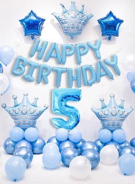 1 Set Blue Pink Crown Birthday Balloons Helium Number Foil B