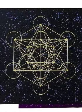 60X60cm Tarot Card Tablecloth Metatrone Cub Crystal Grid