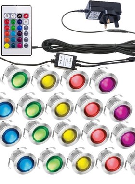 16pcs LED Deck Light 12V RGB WIFI App Remote IP67 Waterproof