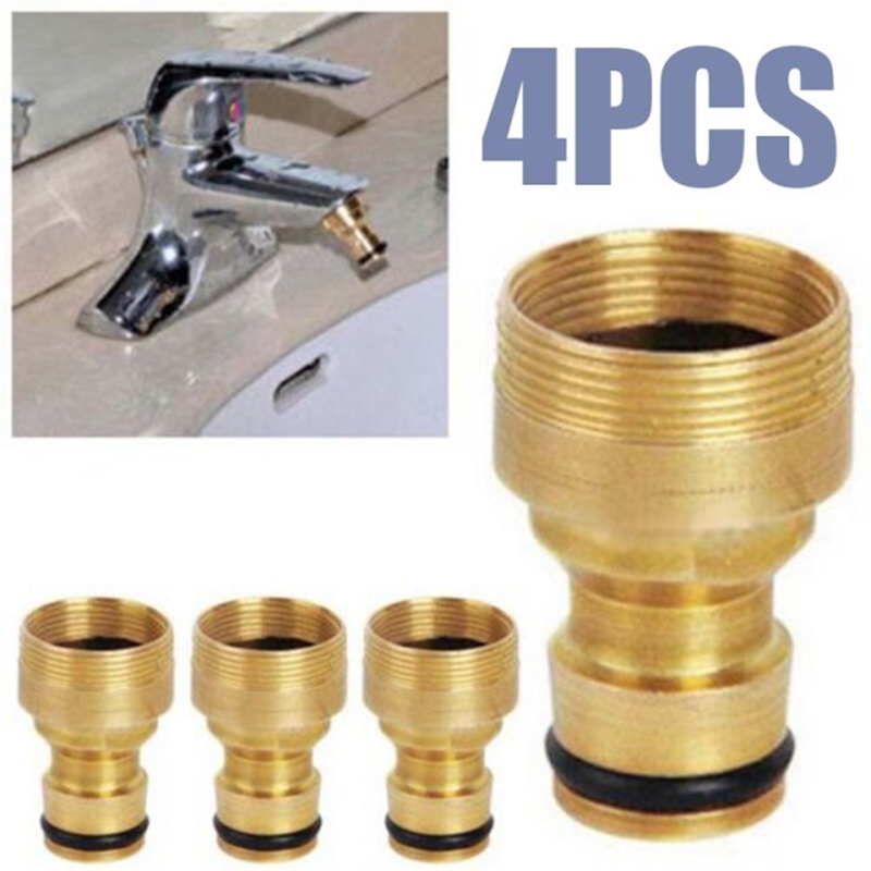 4Pcs Brass Hose Tap Connector 3/4 Threaded Garden Water Pip