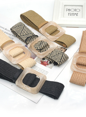 1pc Summer Women Braided Elastic Belt Buckle Vintage Bohe St