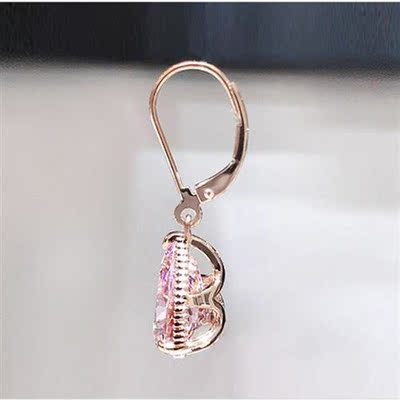 HOYON 14K Rose Gold Color Pink Diamond Drop Earring for Wome