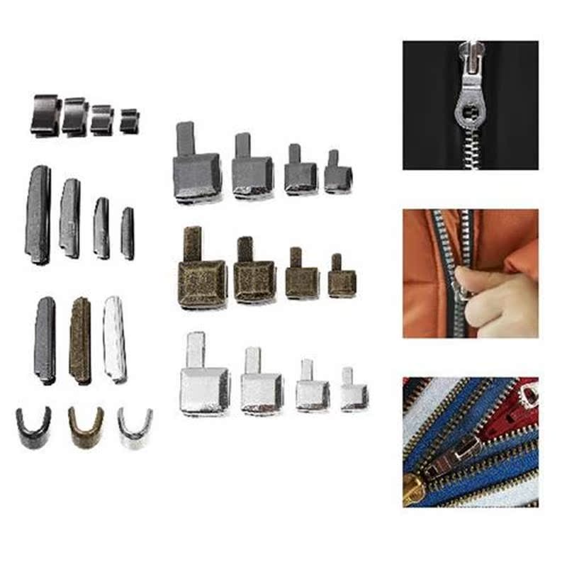 24 Set Square Tool Metal Zipper Repair Kit Wallet Metal