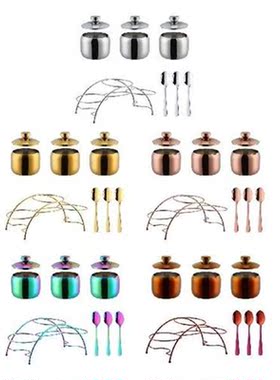 Salt Container Set Seasoning Box with Lid Spoon Holder