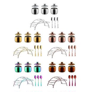 Salt Container Set Seasoning Box with Lid Spoon Holder