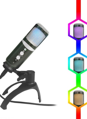 USB RGB Condenser Microphone PC Computer Mic Cardioid Omnidi
