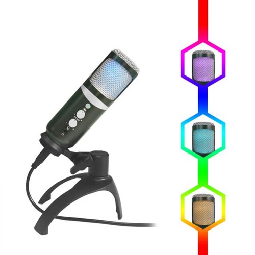 USB RGB Condenser Microphone PC Computer Mic Cardioid Omnidi