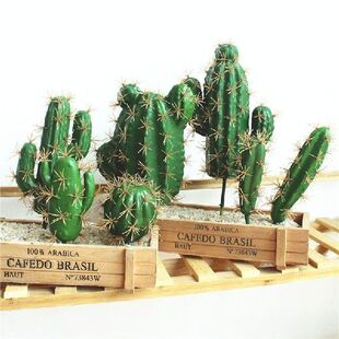 Artificial Succulents Fake Plastic Opuntia Faux Green
