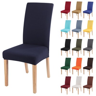 Solid Color Chair Cover Multi Color Elastic Washable Dinning