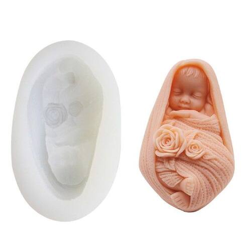 3D Sleeping Baby Silicone Mold Swaddle Baby Epoxy Mousse