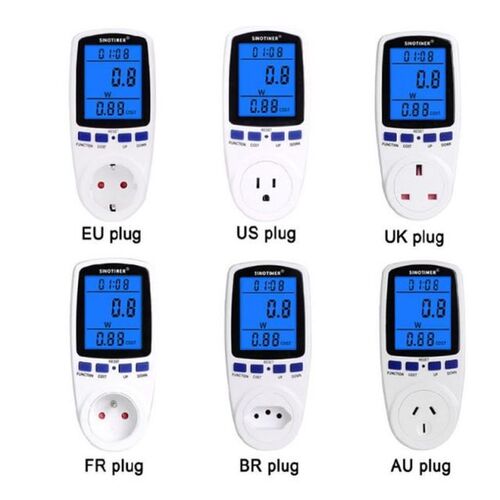 EU US UK FR BR AU Plug Socket Digital Wattmeter Power Consum