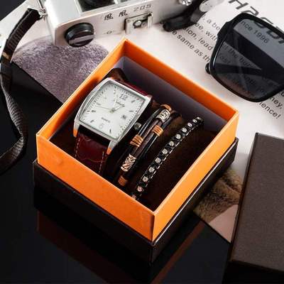 Men's luxury watch gift box 3-piece set for birthday
