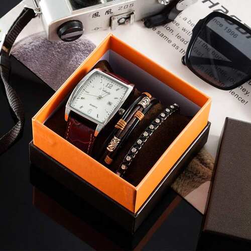 Men's luxury watch gift box 3-piece set for birthday