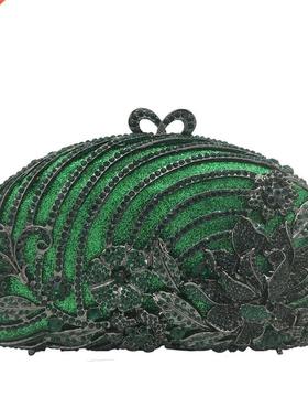 Bouque De FGG Emerald Green Flower Women Crystal Purse Even