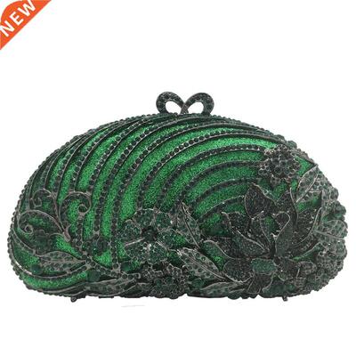Bouque De FGG Emerald Green Flower Women Crystal Purse Even