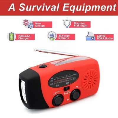 2000mAh Portable Radio FM AM WB NOAA Hand Crank Solar USB