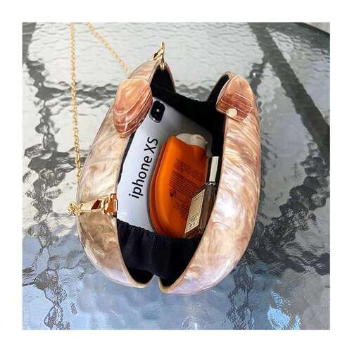Ellipse Acrylic Bags Cute Clutches Coffee Handbag Evening Cl