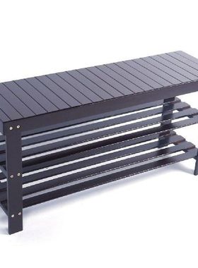 90cm Strip Pattern 3 Tiers Bamboo Stool Shoe Rack Household