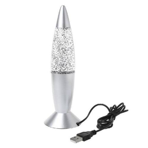 3D Rocket Multi Color Changing Lava Lamp RGB LED Glitter