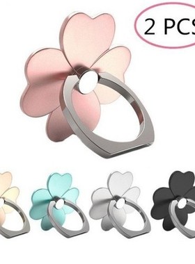 2 Pcs Four Leaf Flower Phone Brackets Finger Ring Stand Tabl