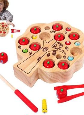 Magnetic Worm Game Montessori Fruit Harvest Game Toy