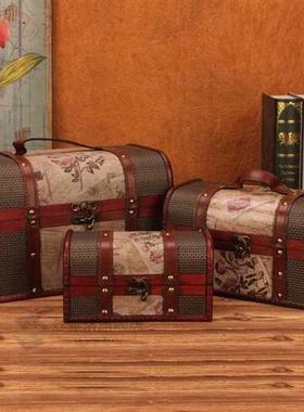 Retro Wooden Treasure Box Makeup Organizer Jewelry Box Stora