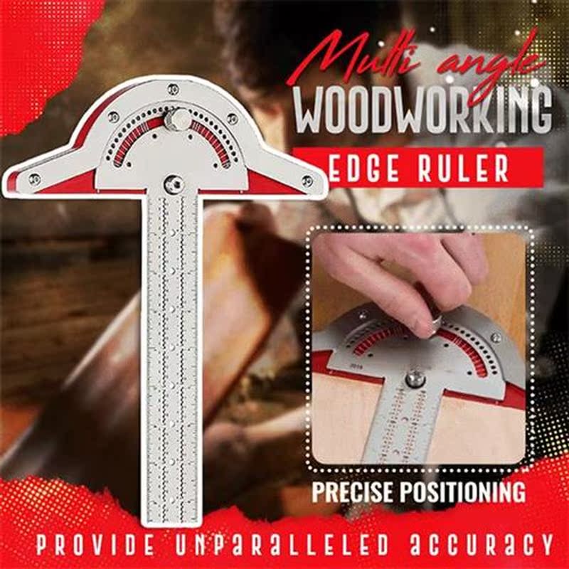 1Pcs T-Type Woodworkers Edge Rule Protractor Woodworking