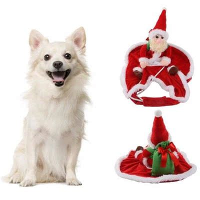 Christmas Red Santa Snowman Riding Outfit Clothes Pet Toys