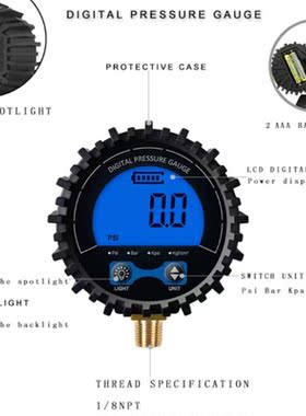 Dial Size Digital Pressure Gauge 0-200 Psi/Kpa/Bar/kgf cm2 L