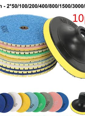 10Pcs 4Inc 100mm Diamond Polishing Pads Kit 50-6000 Grit Wet