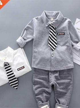 Infant man Tie Shirt Pants 2Pcs/Set 2022 Autumn Children&amp