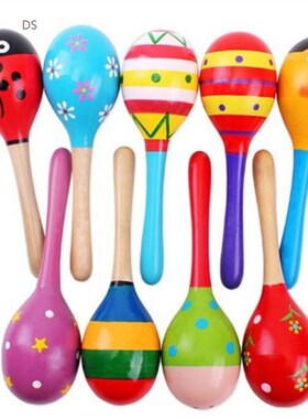 1Pcs Colorful Baby  Wooden Maracas  Rattle Kids  Sand Hammer