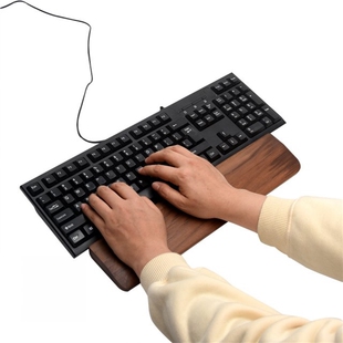 Keyboard Wrist Rest Pad Pain Relief Non Slip Walnut Wood Pol