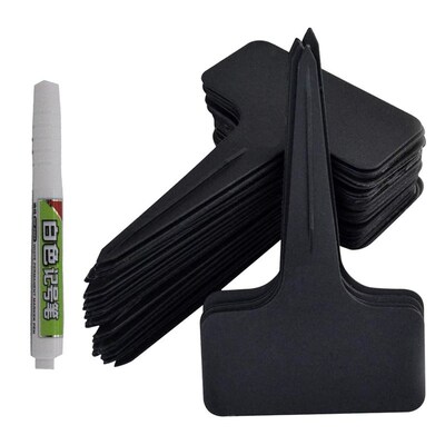 101Pcs/Set Black Plant Labels Water T-Types Plant Tag Reusab