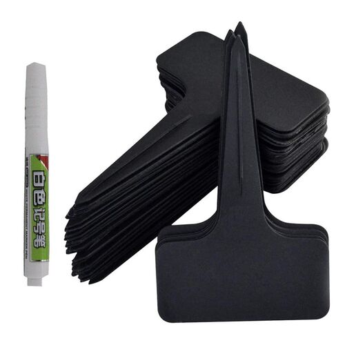 101Pcs/Set Black Plant Labels Water T-Types Plant Tag Reusab
