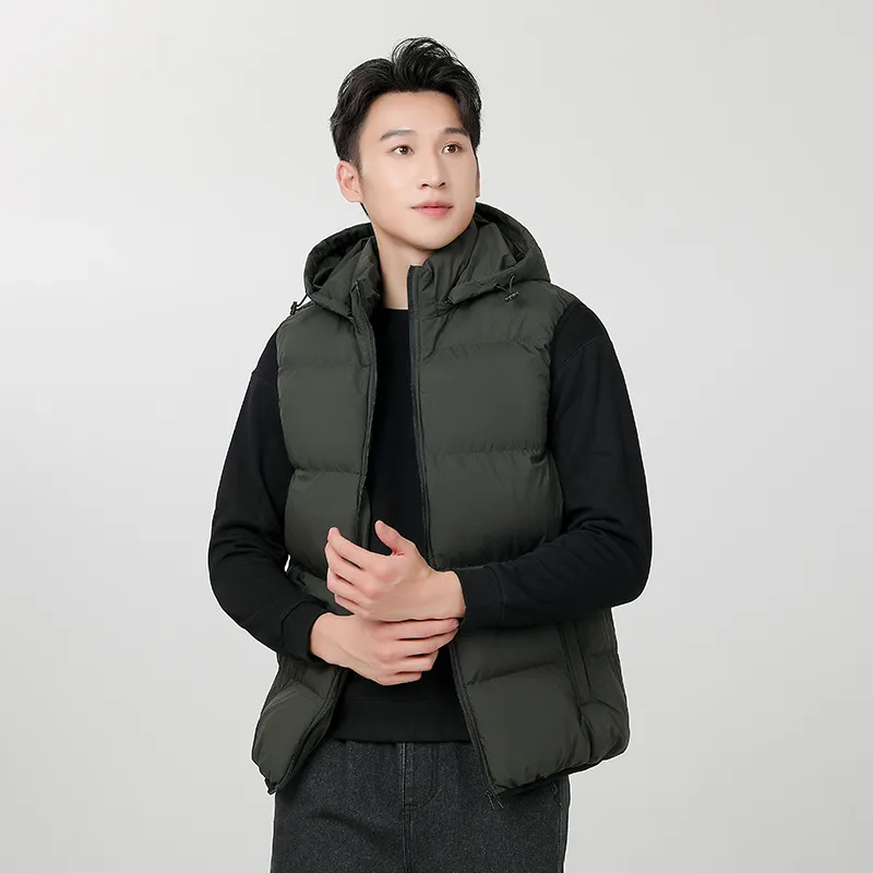 男士秋冬季休闲时尚百搭加厚马甲男可脱卸帽子外穿棉衣马甲