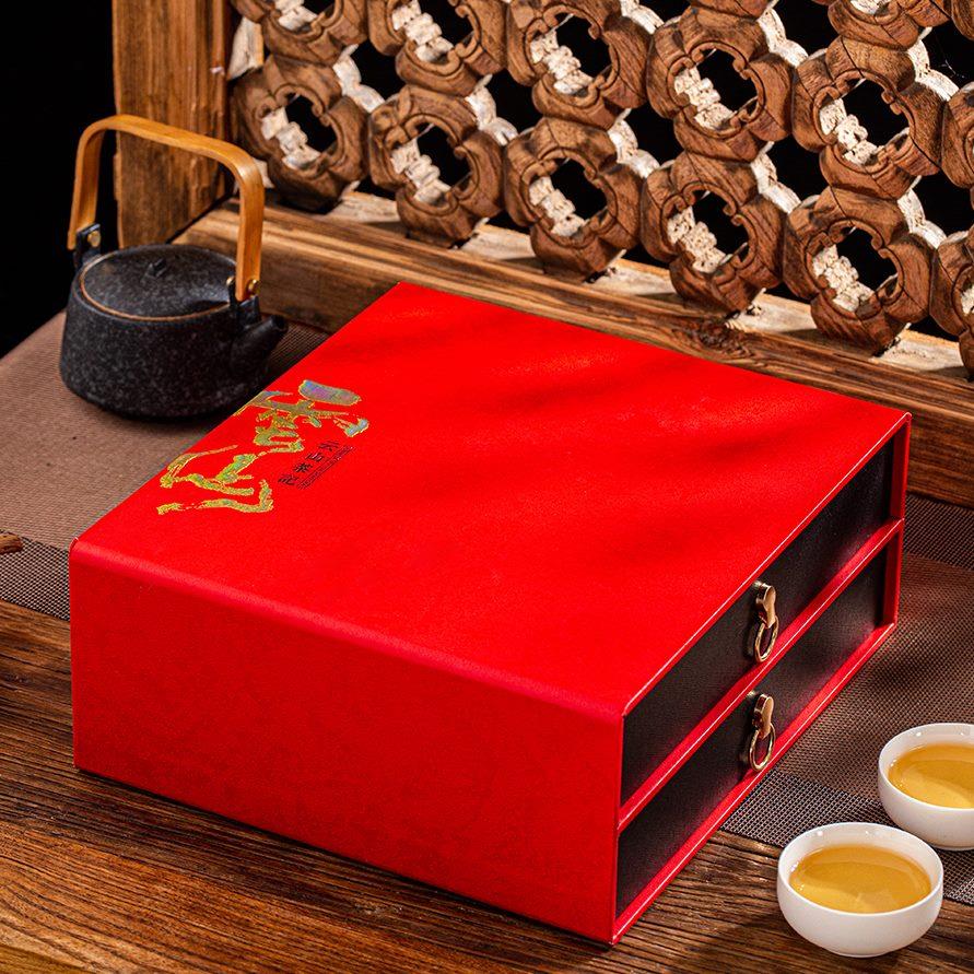 茶叶包装盒普洱茶白茶双层双饼礼品盒200-357克2饼装抽屉空盒定制
