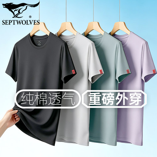 七匹狼纯棉吸汗透气男T短袖T恤衫