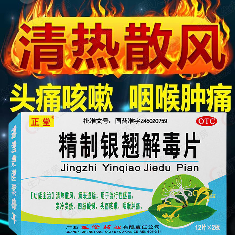 正堂 精制银翘解毒片24片流行感冒发烧四肢酸懒头痛咳嗽咽喉肿痛,OTC药品/国际医药,解热镇痛,淘宝优惠券,粉丝福利购,淘宝优惠卷