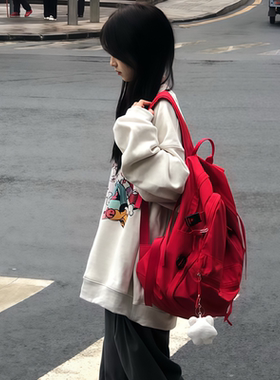 书包初中女生混的人高颜值黑色蓝色系高级感追星双肩痛包护脊减负