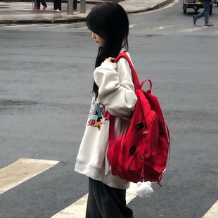 书包初中女生混的人高颜值黑色蓝色系高级感追星双肩痛包护脊减负