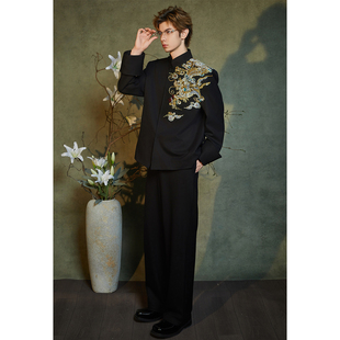 介尺JIECHI「龙吟与墨」新中式 国风重工休闲西服外套男设计感西装