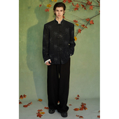 介尺JIECHI「星汉曲尘」新中式 高级感立领钉珠盘扣中山装 西服外套